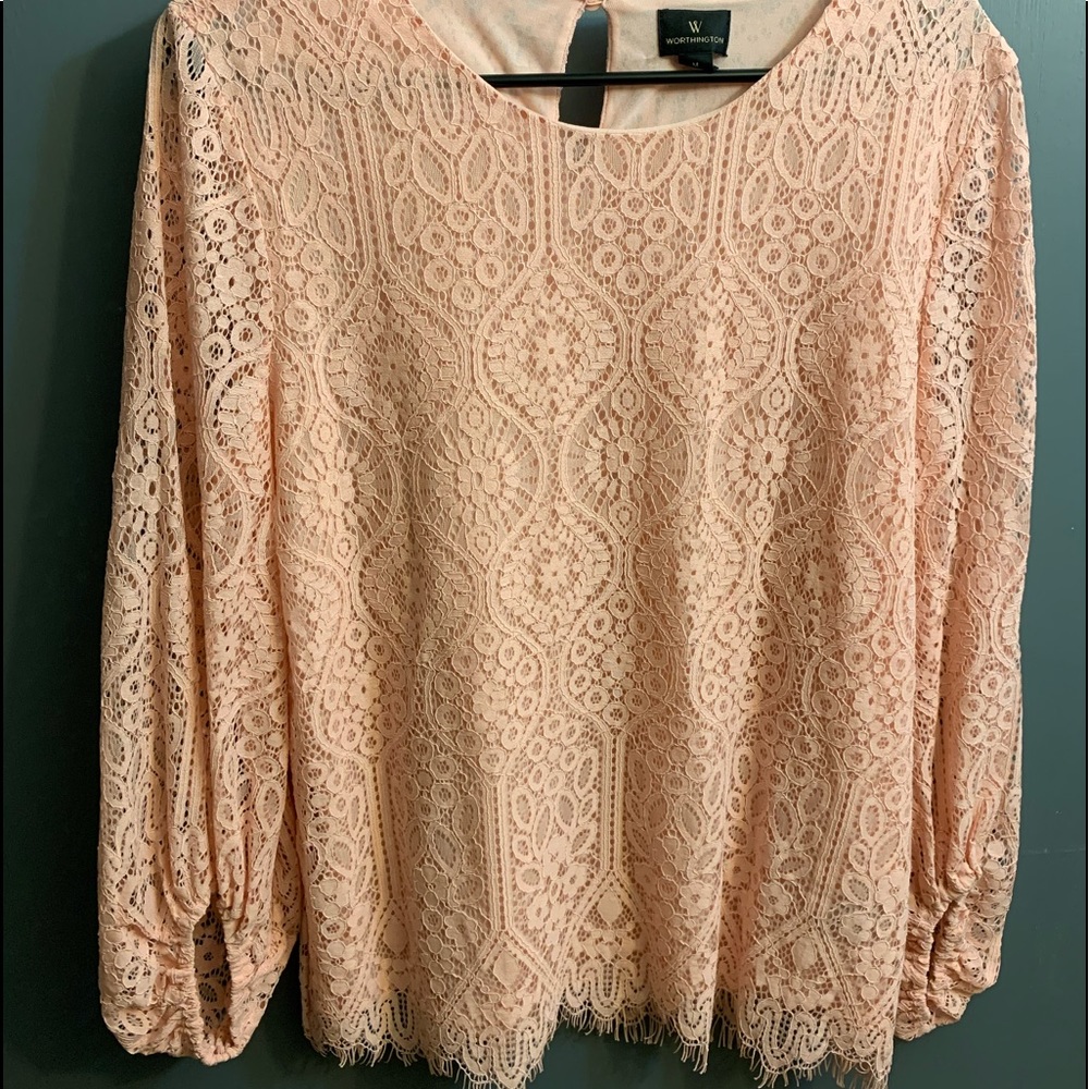 Peach floral blouse